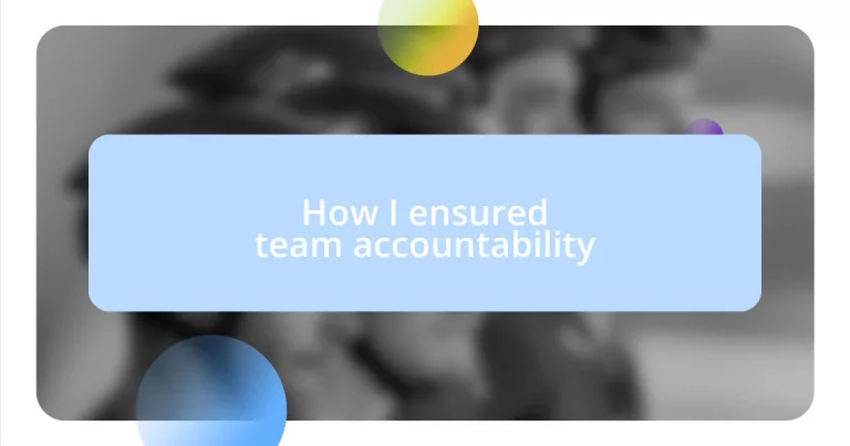 How I ensured team accountability