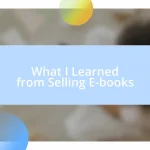 What I Learned from Selling E-books